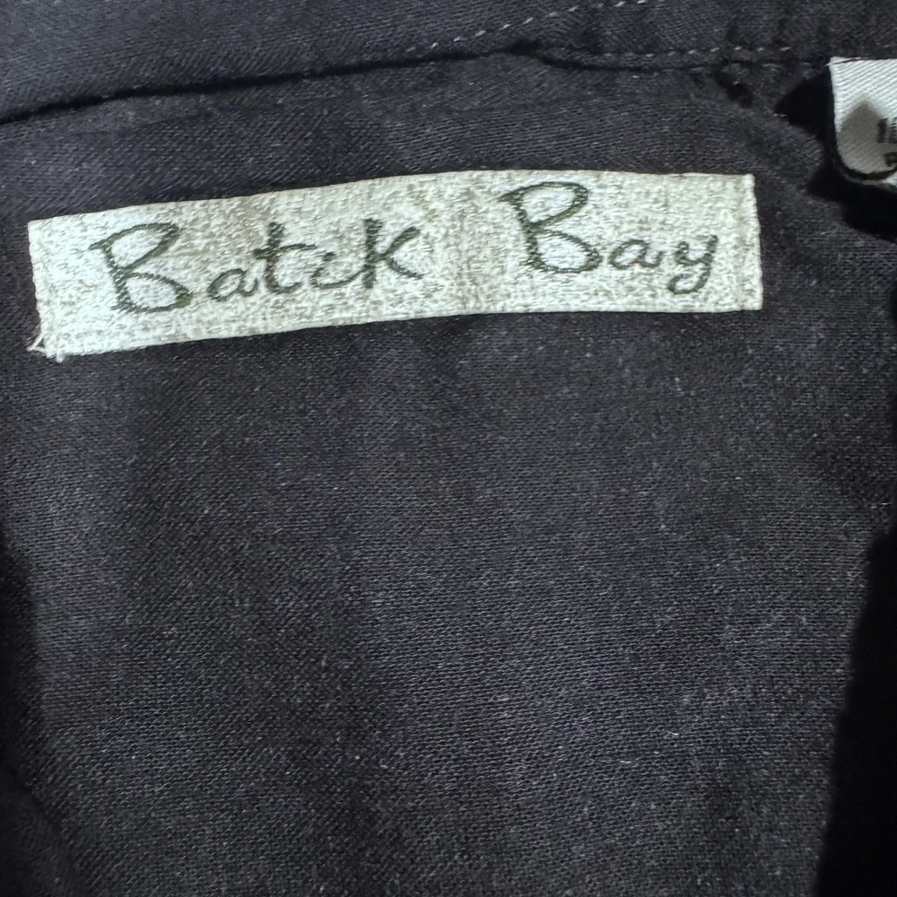 Batik Bay Shirt Mens XL Black Gray Palm Tree Hawaiian‎ Rayon Button Up Aloha
